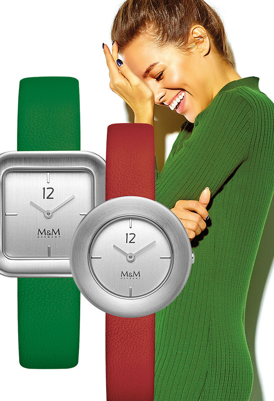 M&M germany rote und gruene Design damen armbanduhren 